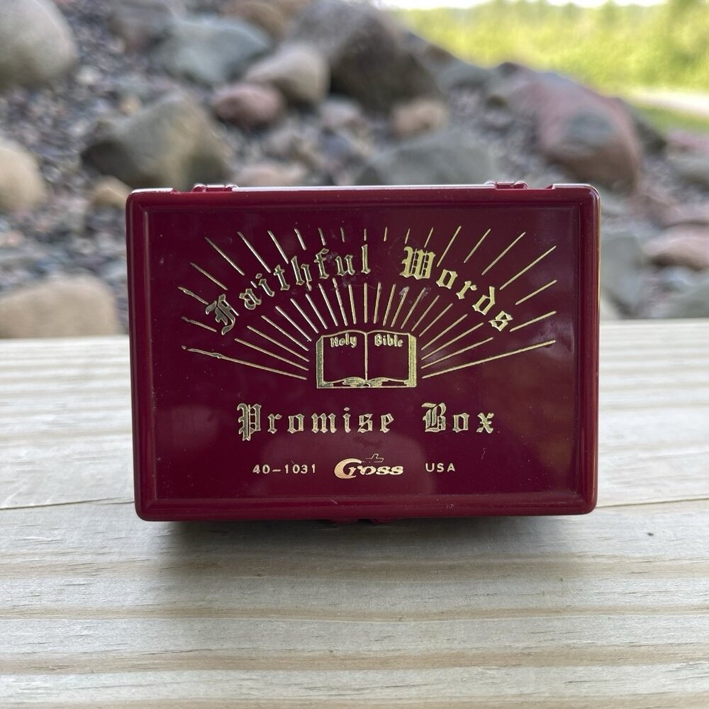 Faithful Words Promise Box Cross Box Vintage Scripture Cards Pocket Set 40-1031